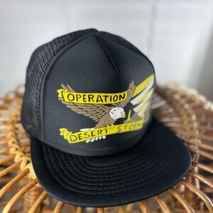 Vintage Hat 90s Snapback Operation Desert Storm Eagle 5 Panel Trucker Mesh Back